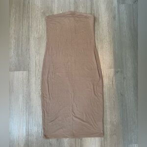 Antistar Mocha Ribbed Strapless Bodycon Tube Dress Summer Party Vacation Dress